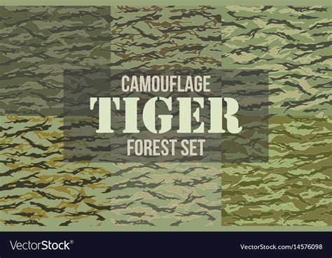 Tiger Stripe Camouflage Seamless Patterns Vector Image