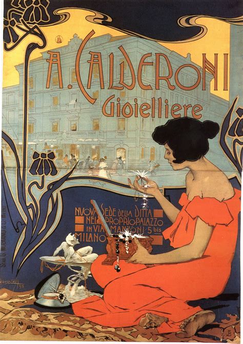 Manifesto Adolfo Hohenstein Calderoni Gioielleria 1898 Art Deco