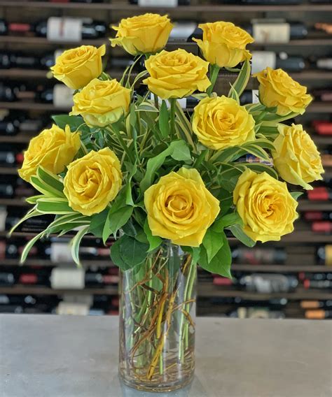 12 Yellow Roses One Dozen Yellow Roses Rose Flowers Delivered