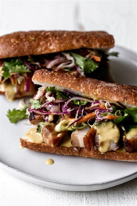 Roast Pork Belly Sandwich With Yellow Coconut Curry Sauce And Thai