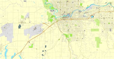 Spokane Washington Us Exact Printable Vector Street City Plan Map V