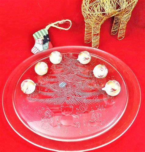 Christmas Glass Serving Platter 13 Clear Glass Plate Etsy Christmas Tree With Presents