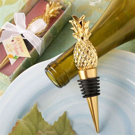 fashioncraft 1973 pineapple themed gold wine bottle stopper wine themed favors beach themed
