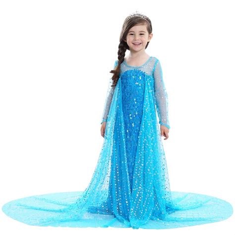 Vashejiang Girls Princess Elsa Dress Up Costume Kids Princess Party