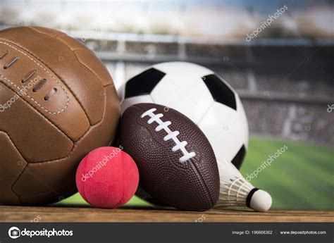 Sport Equipment Balls Stadium Background ⬇ Stock Photo Image By