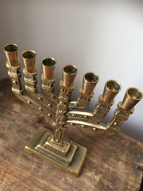 Smaller Solid Brass Menorah Vintage Chanukahisrael Beautiful
