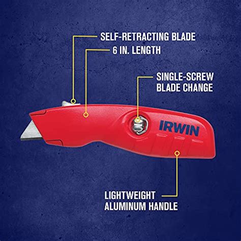 Irwin Utility Knife Self Retracting For Safety 2088600 Red