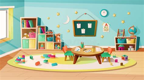 Kindergarten Room Interior Stock Vector Illustration Of Friendly