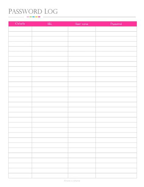 Free password tracker printable paper template. 5+ Password Log Templates - Word Templates