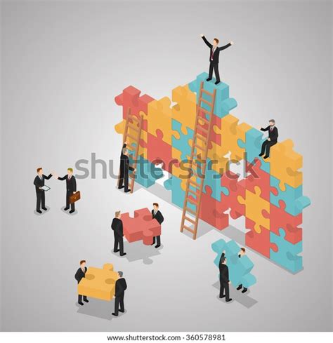 Business Team Building Puzzle Jigsaw Teamwork Stock Vector Royalty