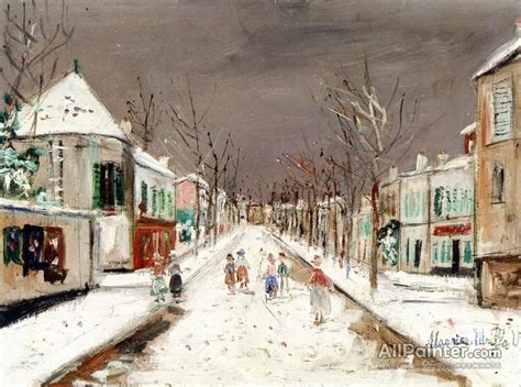 Maurice Utrillo Street In Villejuif In The Snow Oil Painting