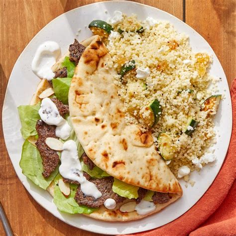 Recipe: Dukkah Beef Pitas with Goat Cheese, Zucchini ...