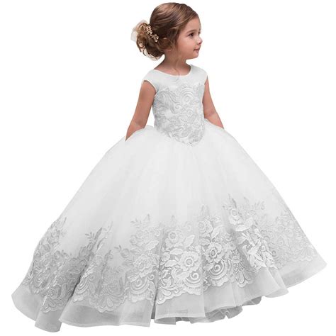 Elegant Flower Girl Dress For Wedding Kids Sleevelesss Lace Pageant Ba