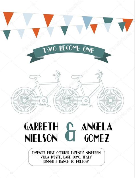 wedding invitation card bicycle template stock vector image by