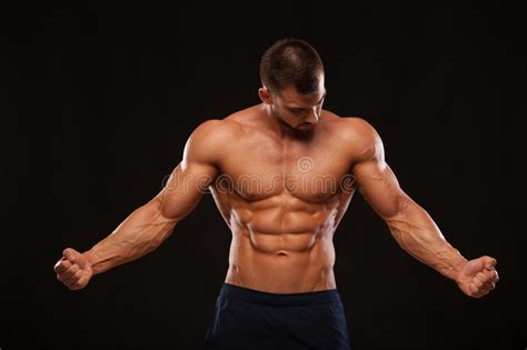 Strong Athletic Man Fitness Model Showing Torso With Six Pack Abs