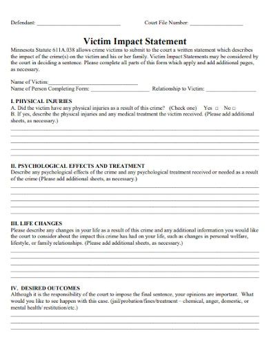 Victim Impact Statement 10 Examples Format How To Write Pdf