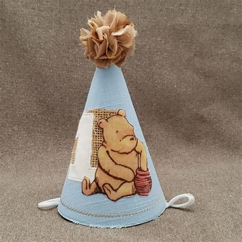 Shabby Chic Classic Pooh Bear Birthday Party Hat First Etsy