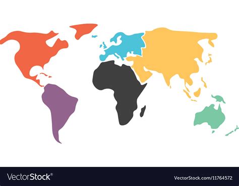 Multicolored Simplified World Map Divided To Vector Image