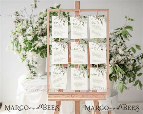 Wedding Seating Chart Cards Template Printable Seating Chart Wedding