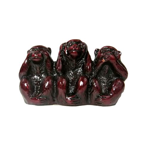Handcrafted Red Resin Three Wise Monkeys Statues Collectible Home Decor