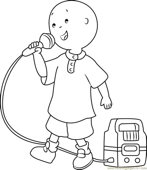 Caillou Singing Coloring Page For Kids Free Caillou Printable