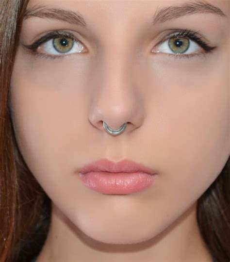 Septum Ring Silver Septum Piercing Small Nose Ring Etsy