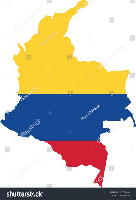 Vector Illustration Of Colombia Map With Flag Royalty Free Stock