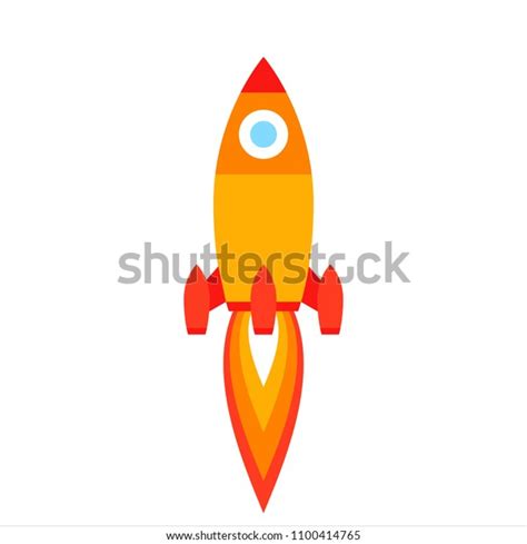 Vector Illustration Red Rocket Ship Flat Stock Vector Royalty Free