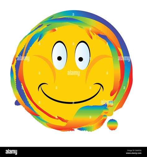 Emoji Smiley Face Web Button Set On A Rainbow Stock Vector Image And Art