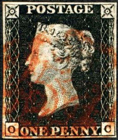 Great Britain Penny Black Oc Four Margins Penny Black Stamps Uk