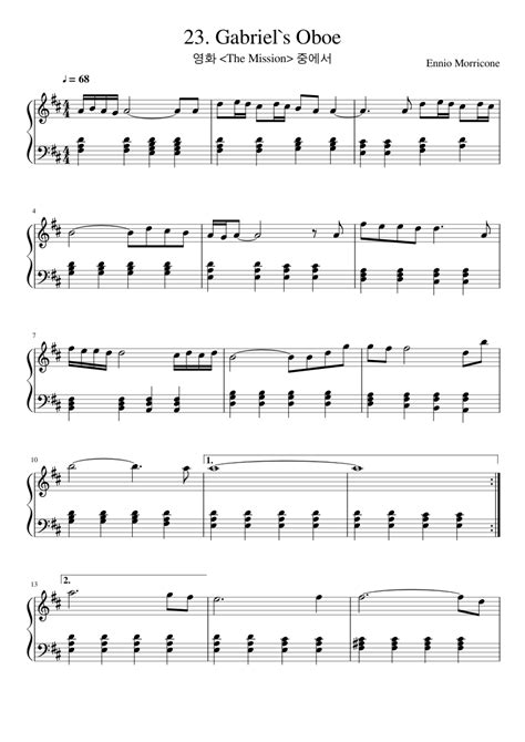 23 Gabriel S Oboe Sheet Music For Piano Download Free In Pdf Or Midi