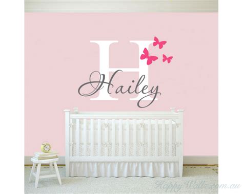 Personalised Name Monogram Sticker With Butterflies