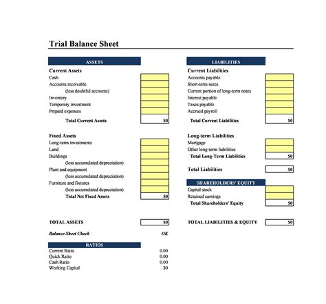 Free Printable Balance Sheet Template Printable Templates