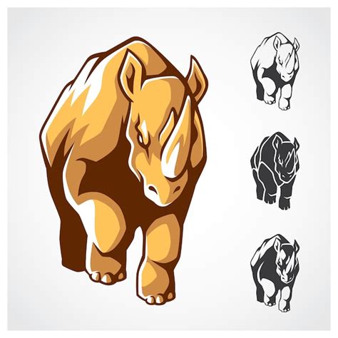 Símbolo De Dibujos Animados De Rinoceronte Vector Premium