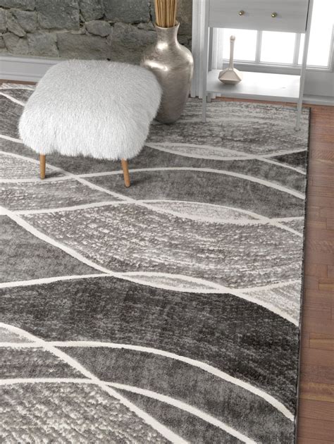 Swell Grey Modern Geometric High Low Pile Area Rug