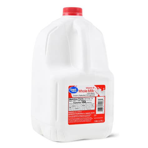Great Value Whole Milk 1 Gallon 128 Fl Oz Milk And