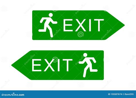 Exit Sign With Running Man Icon Green Emergency Exit Door Sign
