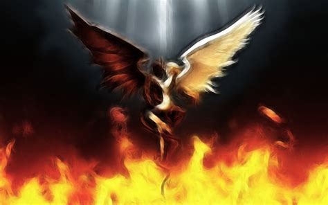 Painting Of Angel Devil Over Fire Angel Artwork Fantasy Art Devil