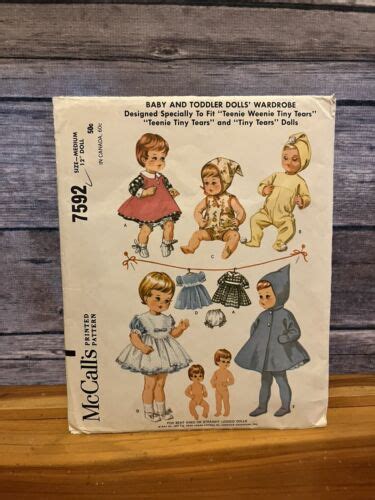 Vintage Mccalls 7592 12 Tiny Tears Teenie Baby Doll Clothes Sewing