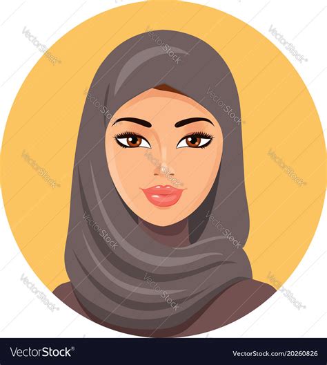 Beautiful Face Of Arabic Muslim Woman In Hijab Vector Image