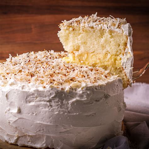 Coconut Cream Cake With Coconut Pastry Cream Of Batter And Dough