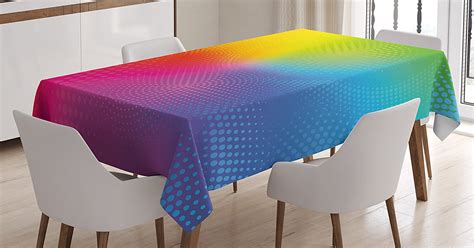Rainbow Tablecloth By Vibrant Neon Colors Circles Rounds Dots Radiant