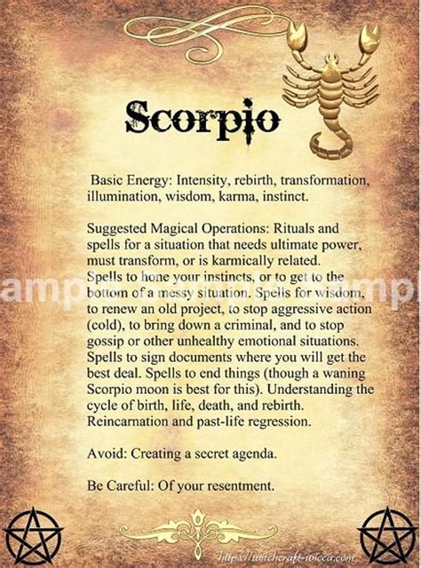 Scorpio Astrological Sign Correspondences 6 Pages Set Etsy
