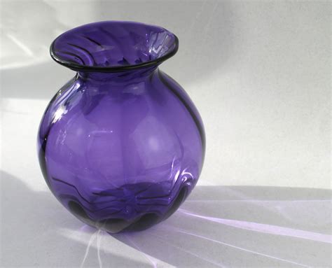 Beautiful Purple Hand Blown Glass Vase Sra Glassware Flower Etsy Free Nude Porn Photos
