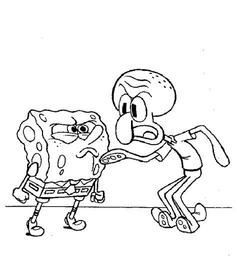 SpongeBob and Squidward Tentacles coloring page
