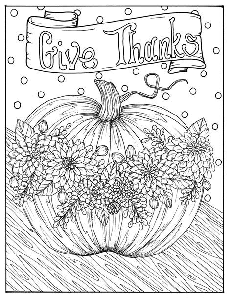 Give Thanks Digital Coloring Page Thanksgiving Harvest Etsy