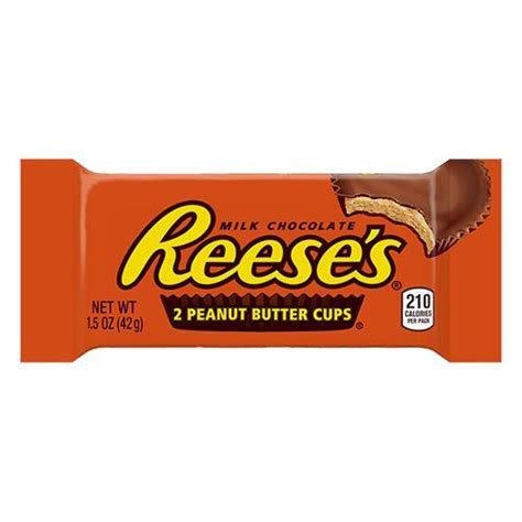 Peanut butter filling enrobed in a chocolate cup. Reese's Peanut Butter Cups 2 Cup 1.5 oz. - All City Candy