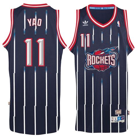 Mens Houston Rockets Yao Ming Adidas Navy Hardwood Classic Swingman Jersey