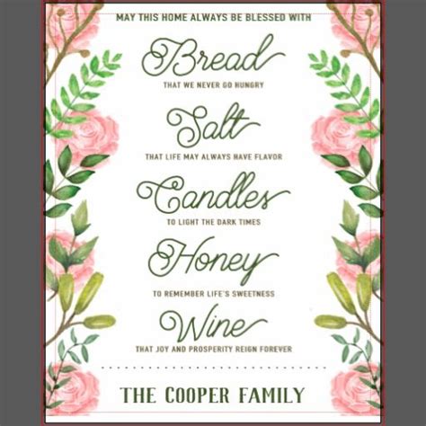 Printable new home blessing, bread salt wine poem, its a wonderful life, housewarming gift basket, home blessing print, house blessing this is a digital item that you will download onto your computer and print at home. Custom Name Housewarming Bread Salt Wine Quote Wood Wall ...