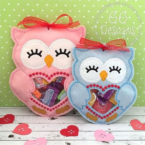 Valentine Owl Peekaboo Treat Bag In The Hoop Machine Etsy Modelli